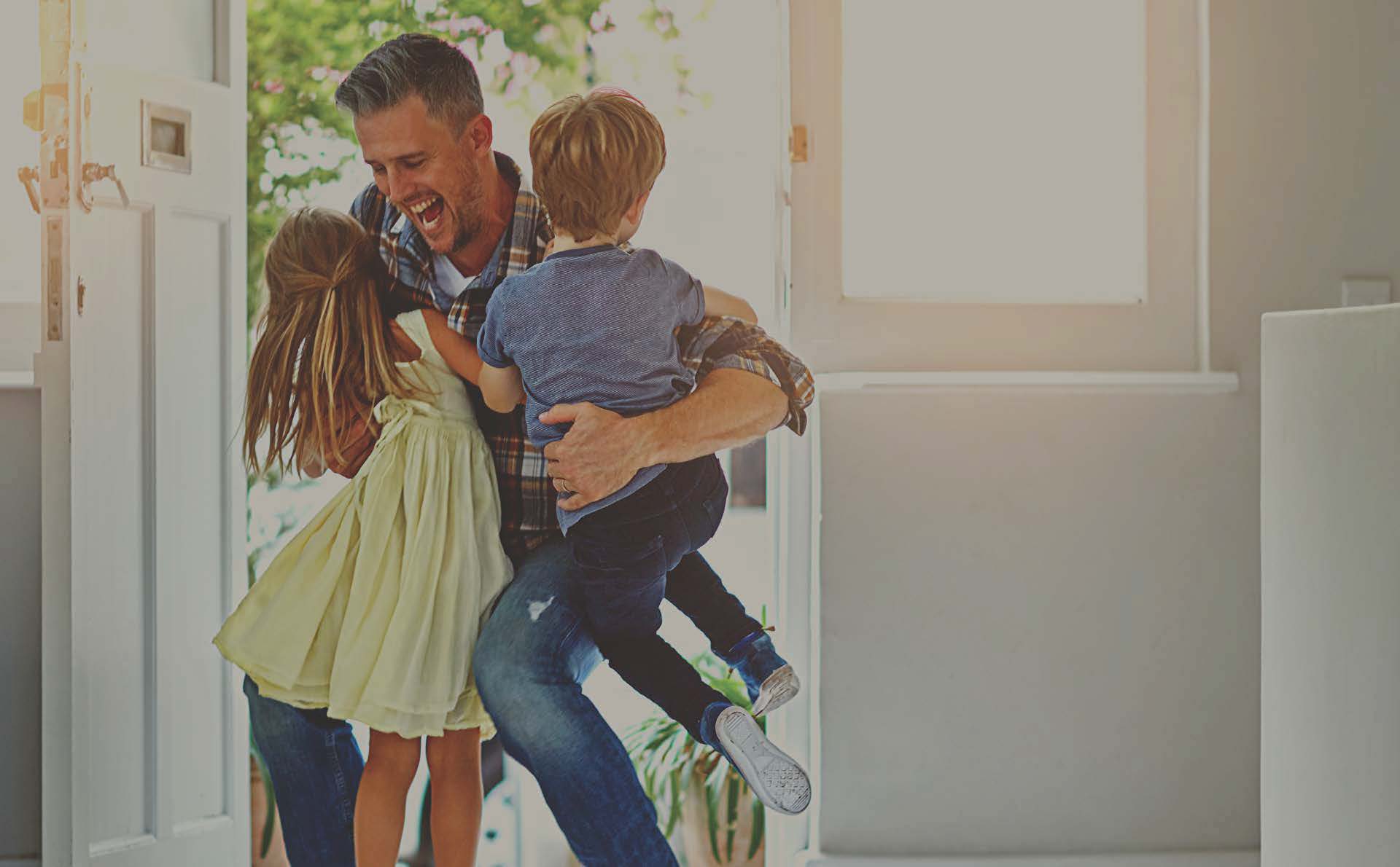 Right Option - Man hugging Children